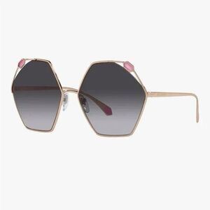 Bvlgari BV 6160 20148G Pink Gold Metal Hexagonal Sunglasses Grey Gradient Lens